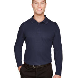 Men's Tall CrownLux Performance® Plaited Long Sleeve Polo Thumbnail