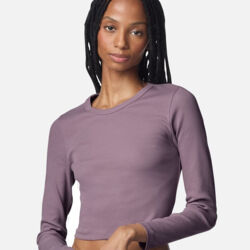Women's Baby Rib Long Sleeve Cropped Tee Thumbnail